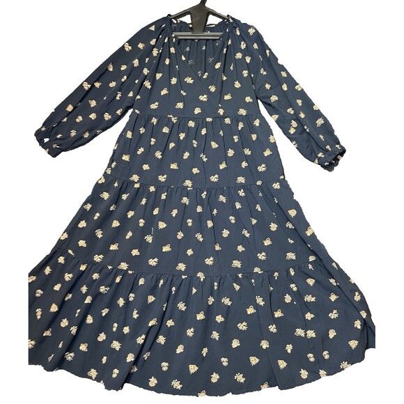 Madewell Challis Midi Dress Womens Small Navy Blue Floral Prairie Cottagecore - Picture 1 of 15